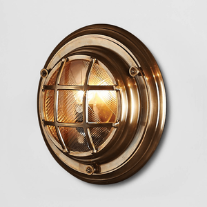 Maritime Circular Caged Wall Light | Brass