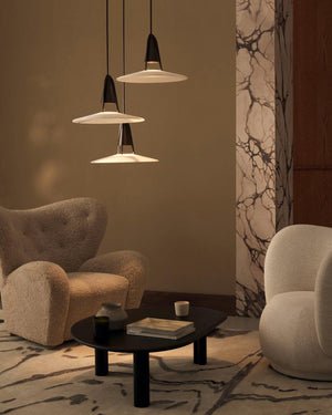 Mid - Century Alabaster and Brass Pendant Light - Lighting Collective