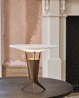 Mid - Century Alabaster and Brass Table Lamp - Lighting Collective