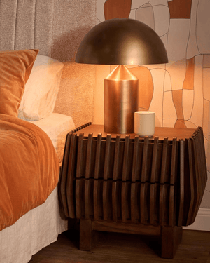 Mid-Century Modern Brass Mushroom Bedroom Lamp