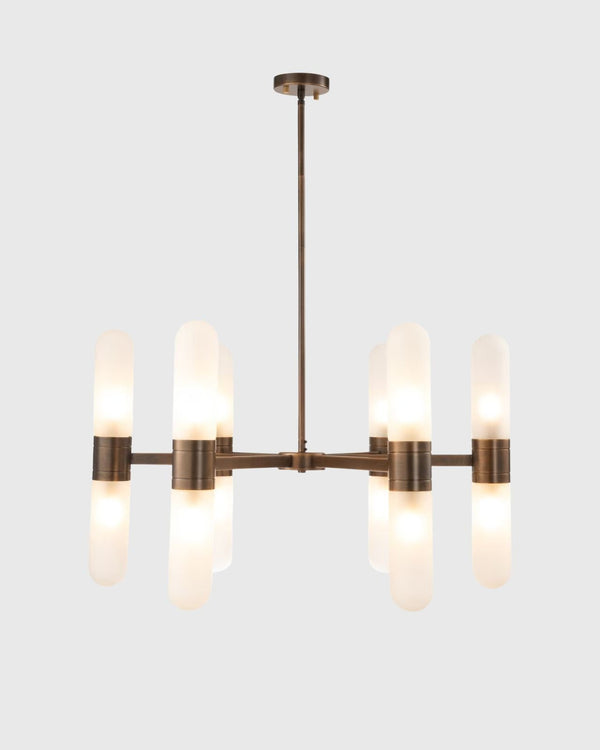 Mid-Century Modern Tubular 12 Light Chandelier