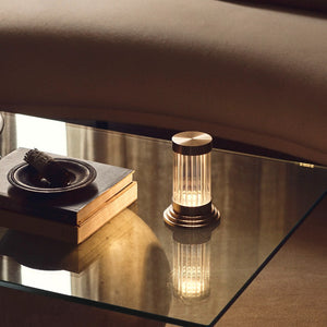 Mini Reeded Glass Table Lamp | Bronze | Lighting Collective