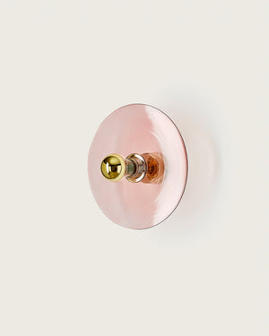 Minimalist Blown Glass Disc Wall Light Pink