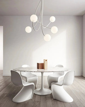 Minimalist Flexible Arm and Orb Chandelier 5 Light Living Area