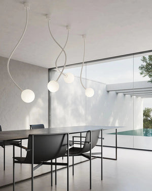 Minimalist Flexible Arm and Orb Pendant Light Dining Room