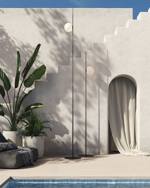 Minimalist Orb and Stem Outdoor Floor Lamp-Lighting Collective