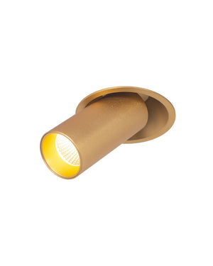 Cylindrical ceiling spotlight in brushed gold finish