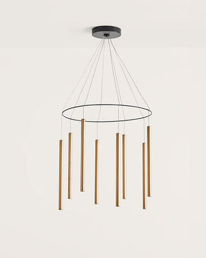 Minimalistic Metallic Rod Chandelier Gold