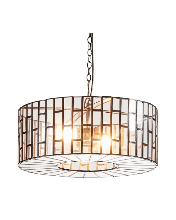 Modern Mid-Century Black Drum Chandelier