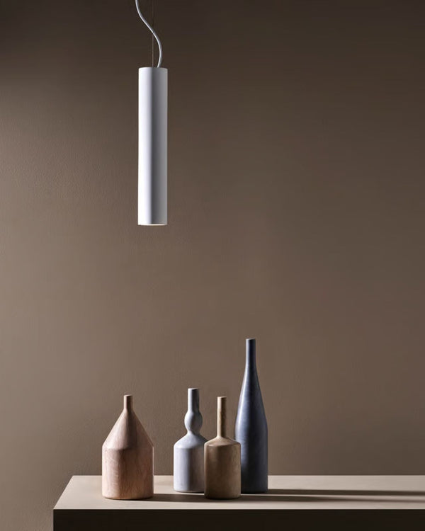 Modern Plaster Cylinder Pendant Light