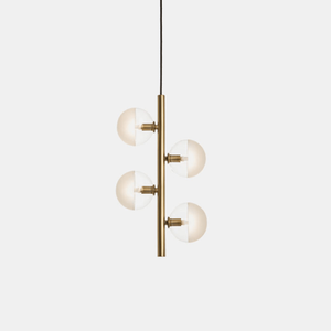 Modern Half Frosted Sphere Vertical Pendant Light | Lighting Collective