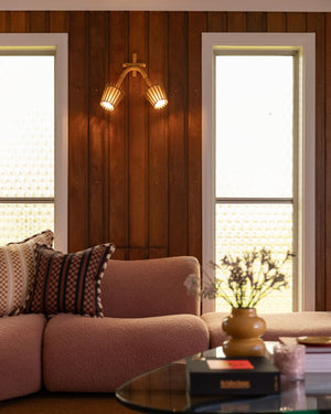 Natural Bamboo Double Wall Light in Modern Bungalow 