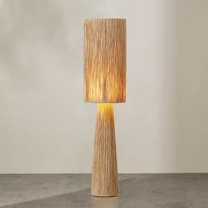 Natural Raffia Floor Lamp | Lighting Collective | natural turned on