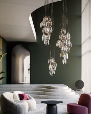Organic Crystal Glass Shell Pendant | 12lt Cluster - Lighting Collective