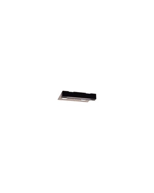 Outdoor Linear Step Light in black, small 102mm size, angled to show its slim housing on a flat steel plate.
