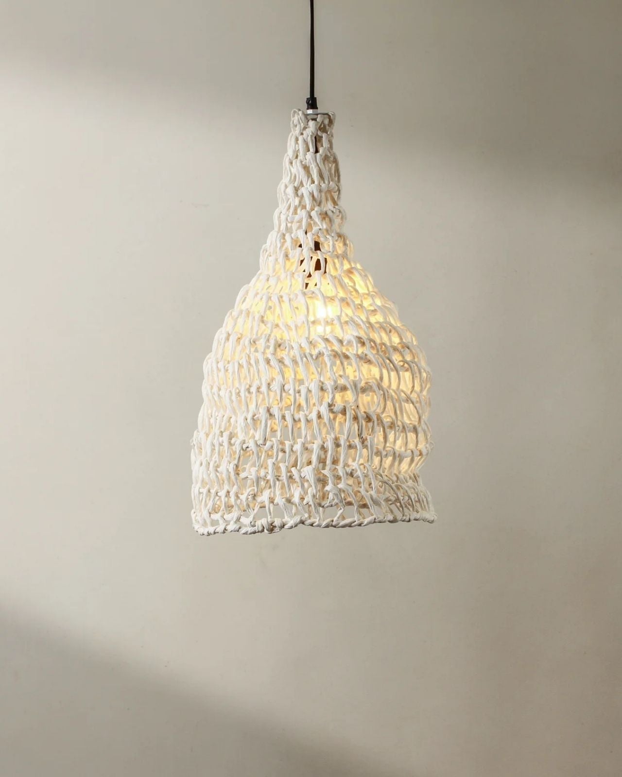 Petite Handwoven Paper Rope Bell Pendant | Lighting Collective