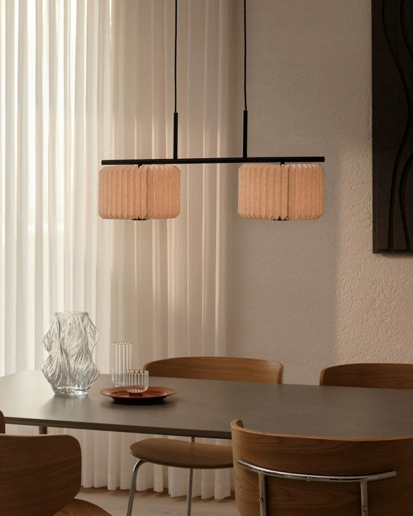 Pleated Fabric Dual Pendant Light