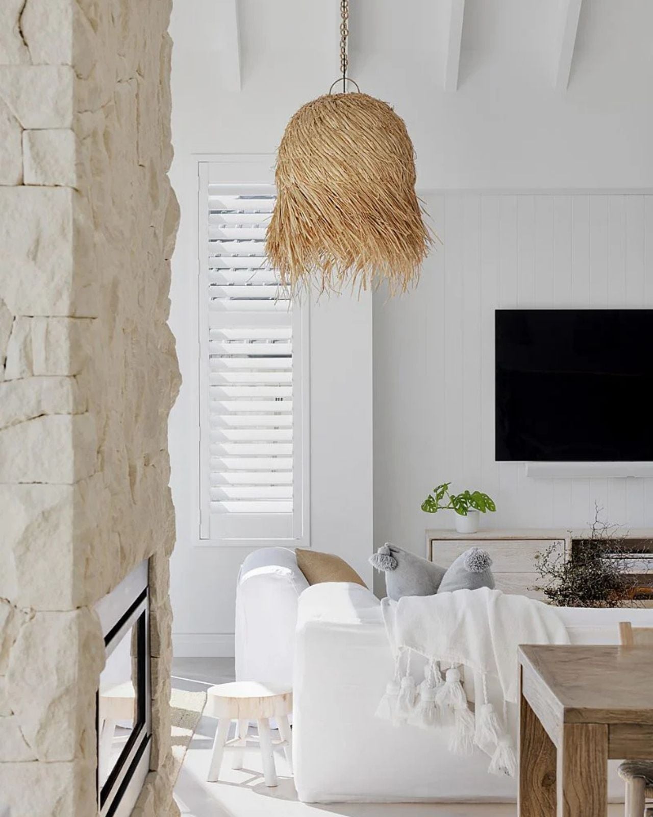 Raw Edged Rattan Weave Pendant | Lighting Collective