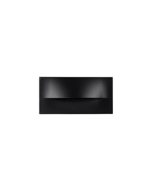 Rectangular Outdoor IP65 Wall Light in black with a horizontal slot aperture across the powder coated aluminium cover
