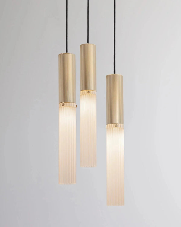 3lt Pendant / Satin Brass / Frosted