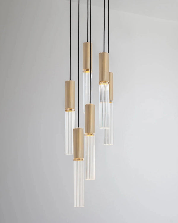 6lt Pendant / Satin Brass / Clear