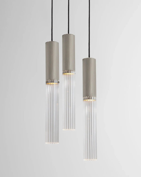 3lt Pendant / Satin Nickel / Clear