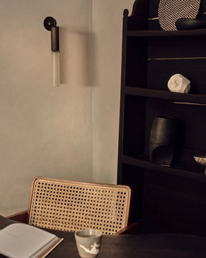 Reeded Glass and Brass Cylindrical Wall Light - Lighting Collective