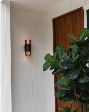 Ribbed Cylindrical Up and Down Wall Light | Styled Outside