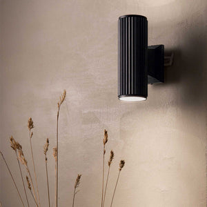 Ribbed Up Down Cylindrical Wall Light | Black | Lighting Collective