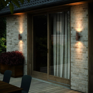 Ribbed Exterior Up & Down Wall Light | Brown