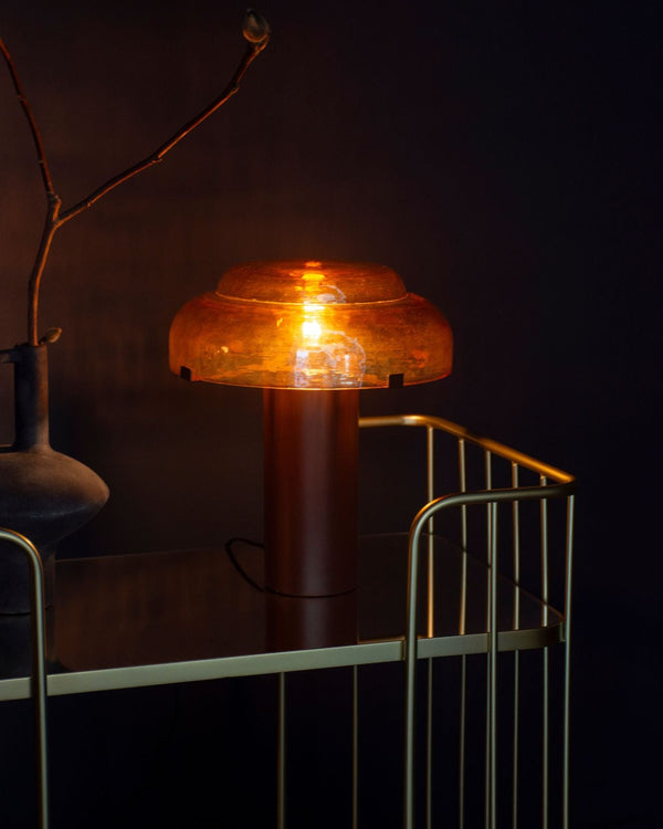 Rippled Glass Column Table Lamp