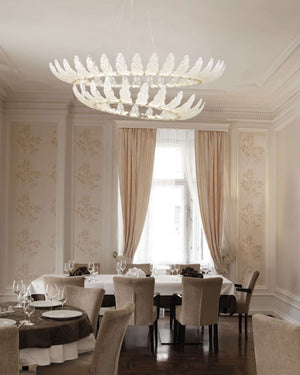 Satin Glass Leaf Chandelier - Lighting Collective