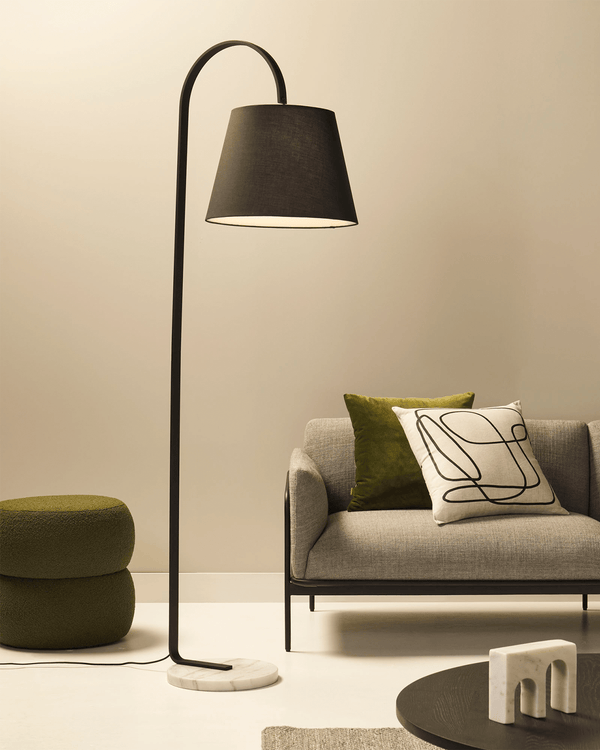 Satin Monochrome Marble Floor Lamp
