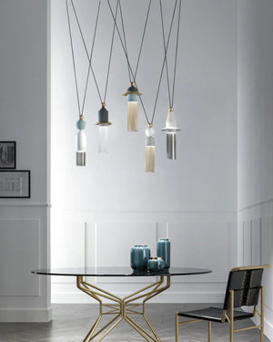 Single Art Deco Pendant Styled in a Contemporary Dining Room | Lighting Collective