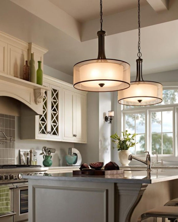 Sleek Contemporary Double Shade Bronze Pendant Light