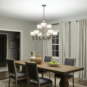 Sleek Contemporary Double Shade Chandelier | Pewter 9 Light | Lighting Collective