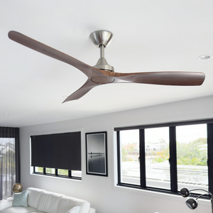 Spitfire DC | Contoured Blades Ceiling Fan with Nickel Motor | Walnut | Lighting Collective