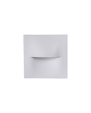 Square Outdoor Step or Wall Light in white with a full width slot across the powder coated aluminium face
