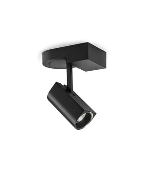 Single black ceiling light fixture on a white background