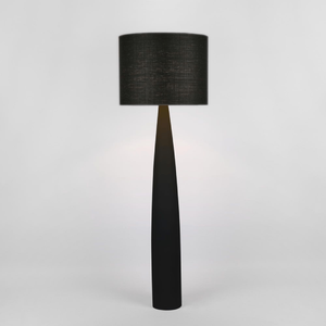 Tall Conical Resin Floor Lamp | Lighting Collective | black base black shade turned on
