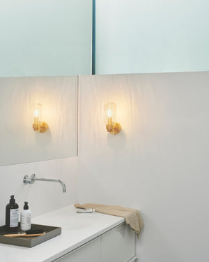 Textured Glass Art Deco Wall Light - Mirror & Basin - Lighting Collective
