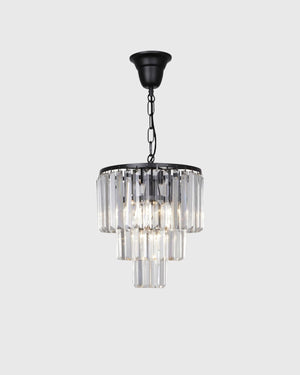 Traditional Crystal Multi-tiered Pendant Light | Lighting Collective | Small | Black