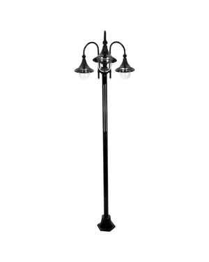 Traditional Three Head Aluminium Plain Post Monaco | Assorted Finishes - Lighting Collective