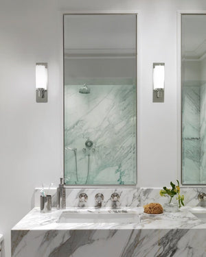 Transitional Cylindrical Chrome & Glass Wall Light-Lighting Collective