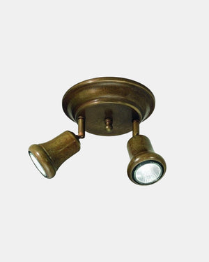 Two Light Antique Brass Spot Light | Italian Made - Lighting Collective