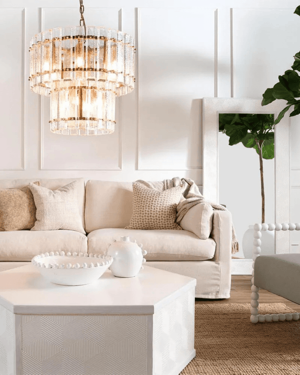 Two-Tiered Textured Crystal Chandelier