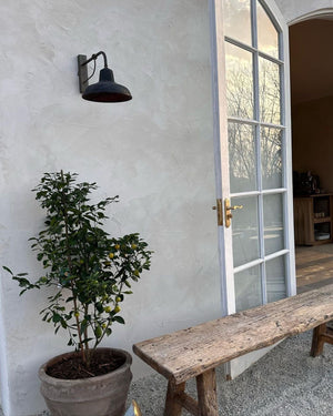 Industrial style wall light installed outside