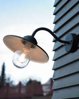 Exterior Wall Light Vintage I Various Finishes Black on a house exterior