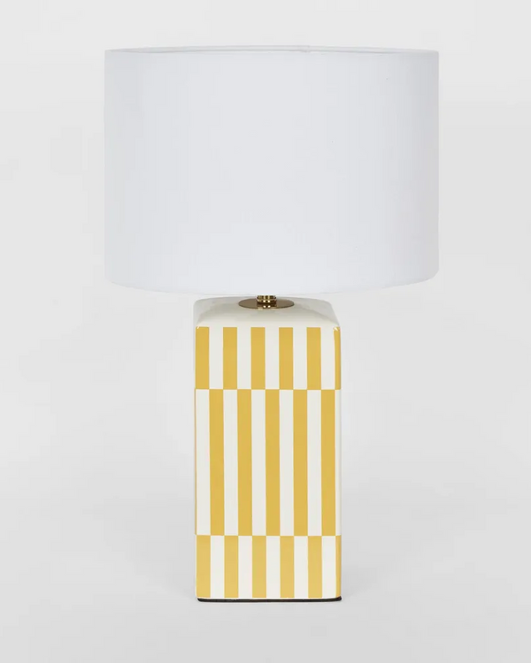 Yellow Striped Table Lamp