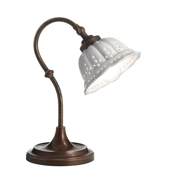 Antique Brass Table Lamp | Ceramic Shade